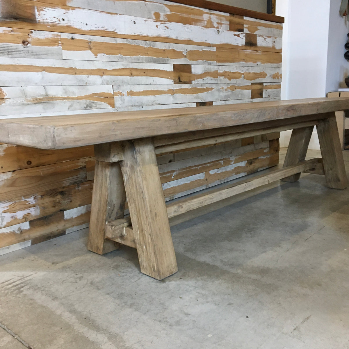 Reclaimed Wood Bench Natural Linen + Lore Home